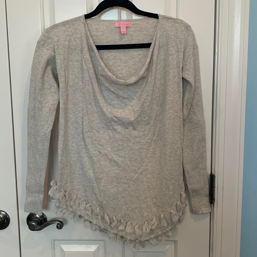 Lilly Pulitzer Ferrera Fringe Cowl Neck Sweater